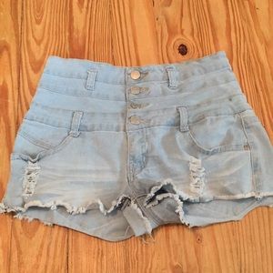 High waisted jean shorts